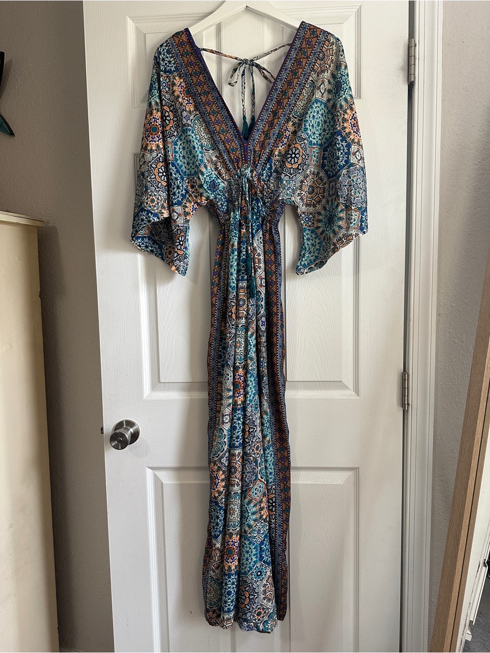 Teal/Orange Patterned Boho Jumpsuit